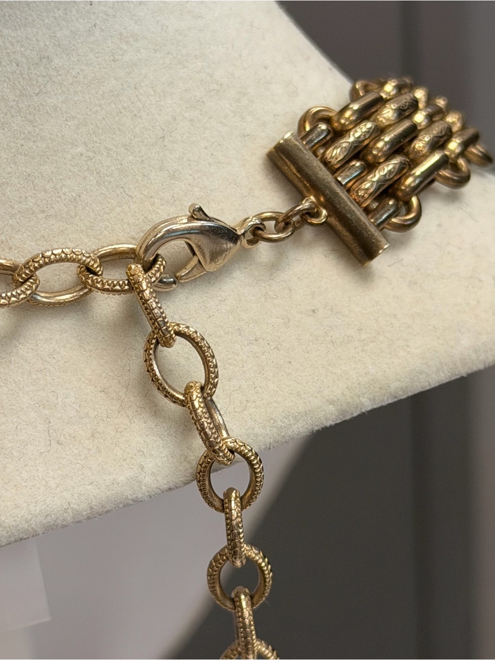 CHANEL Gold Chain Necklace with Crystal Logo Letters - Picture 3 of 3